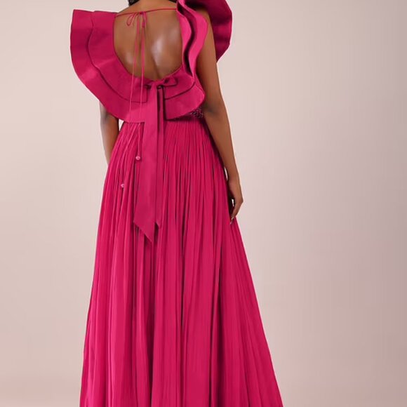 Rani Pink Indo Western Lehenga Choli And Blouse With Embroidered Belt - Picture 3 of 10